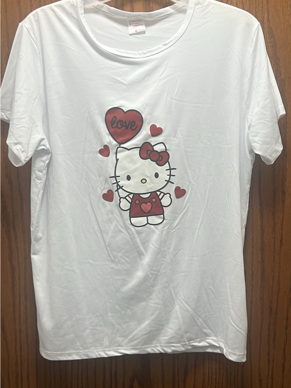 Hello Kitty White Tee with Red Heart Graphic
